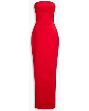 Rasario Strapless Twill Maxi Dress - Red
