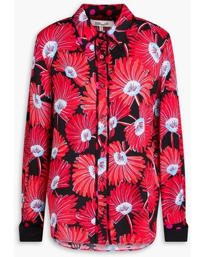 Diane von Furstenberg Yulia Floral-print Ecovero-blend Twill Shirt - Red