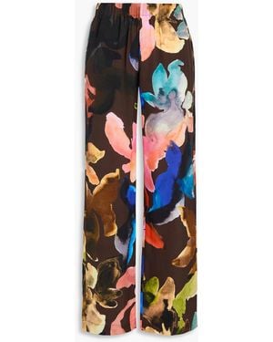 Stine Goya Floral-Print Tencel Lyocell-Blend Wide-Leg Trousers - Brown