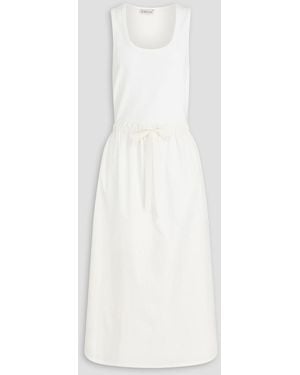 Moncler Midikleid aus baumwollpopeline und geripptem jersey - Weiß