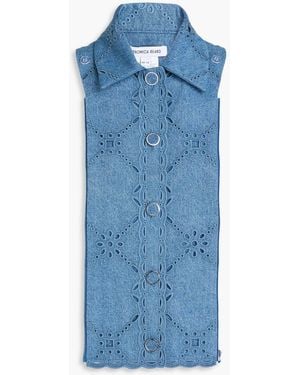 Veronica Beard Gretel Broderie Anglaise Denim Dickey - Blue