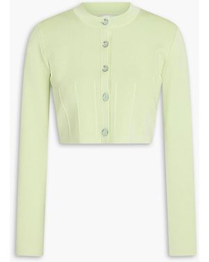 Galvan London Atlanta Cropped Stretch-Knit Cardigan - Green