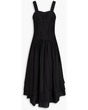 Ulla Johnson Faye Cotton And Silk-Blend Voile Midi Dress - Black