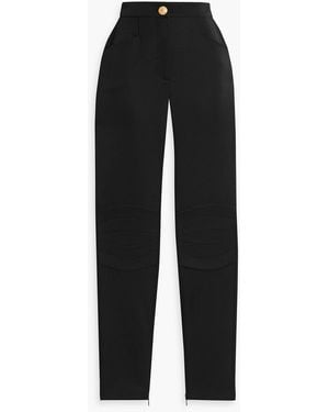 Balmain Quilted Grain De Poudre Wool-Blend Slim-Leg Pants - Black