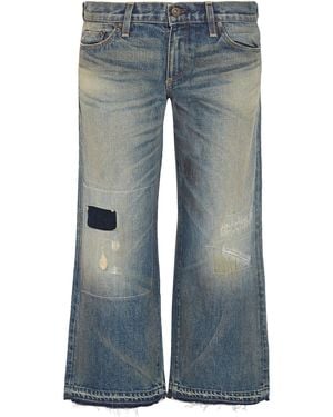 Simon Miller Cheviot Distressed Mid-Rise Wide-Leg Jeans - Blue
