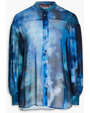 Altuzarra Berry Strokes Pleated Tie-dyed Gauze Shirt - Blue