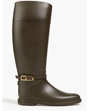 Sergio Rossi Buckled Rubber Rain Boots - Brown