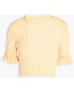 Ulla Johnson Patti Cropped Ribbed-knit Top - Natural