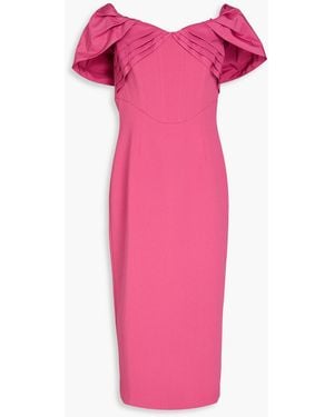 Rebecca Vallance Anais Off-the-shoulder Taffeta-paneled Crepe Midi Dress - Pink