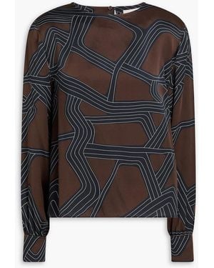 Officine Generale Georgie Printed Silk-Habotai Top - Black