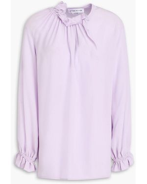 Victoria Beckham Ruffled Silk Crepe De Chine Blouse - Pink