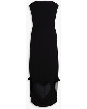 Zuhair Murad Trägerloses midikleid aus crêpe mit tüllbesatz - Schwarz