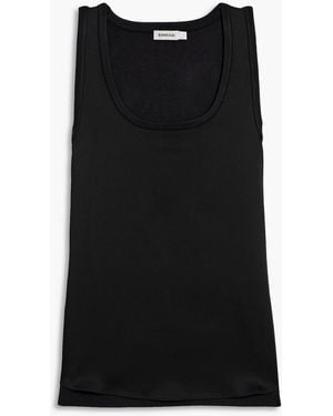 Jonathan Simkhai Faro Satin-paneled Stretch-knit Tank - Black