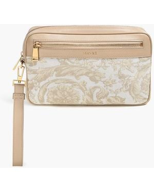 Versace Barocco Floral-Jacquard Pouch - Natural