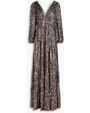 Ba&sh Glady Tiered Metallic Paisley-print Jersey Maxi Dress - Grey