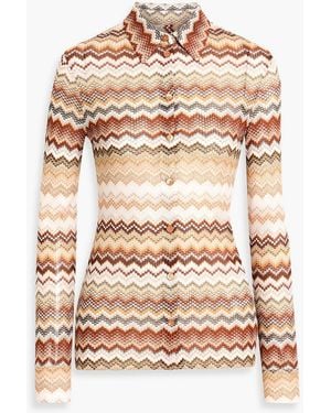 Missoni Metallic Crochet-Knit Shirt - Natural