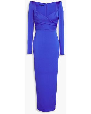 Alex Perry Linden Wrap-effect Satin-crepe Midi Dress - Green