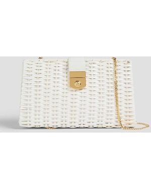 Veronica Beard Clutch "crest" aus rattan - Weiß