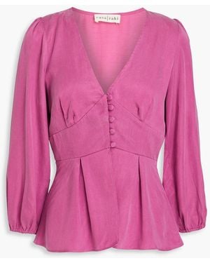 Casa Raki Chiara Pleated Cupro Blouse - Pink