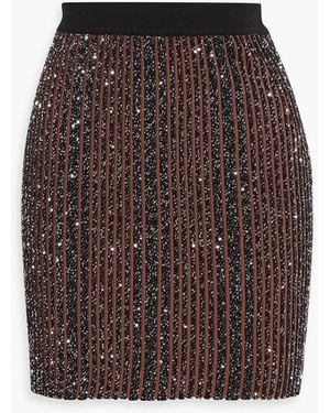 Missoni Sequin-Embellished Ribbed-Knit Mini Skirt - Brown