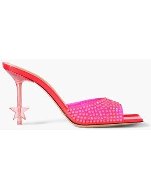 Mach & Mach Crystal-Embellished Neon Pvc Mules - Pink
