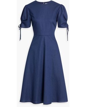Mikael Aghal Cotton And Linen-Blend Dress - Blue
