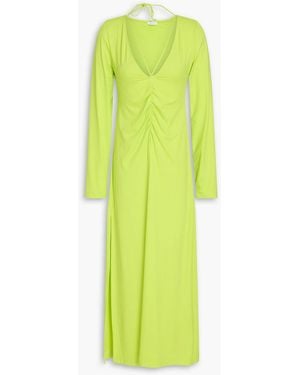 Saks Potts Nicola Ruched Stretch-jersey Midi Dress - Yellow