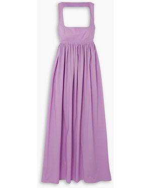 Oroton Open-back Cotton-poplin Maxi Dress - Purple