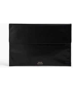 Loulou de Saison Gaia Glossed-Leather Clutch - Black
