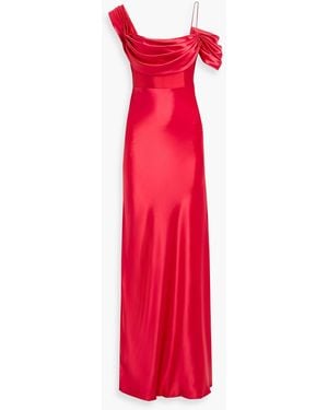 Rachel Gilbert Sawyer Draped Satin Gown - Red