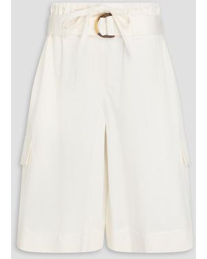Zimmermann Belted Cotton-Twill Shorts - White