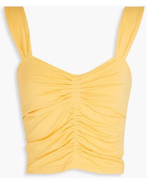 10 Crosby Derek Lam Ruched Stretch-jersey Top - Yellow