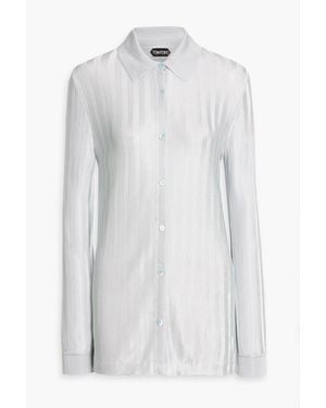 Tom Ford Striped Jacquard-Knit Shirt - White