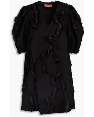 Stine Goya Wrap-Effect Fil Coupé Twill Mini Dress - Black