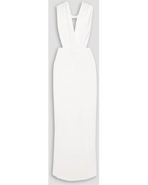 Ludovic de Saint Sernin Linen-Blend Gauze Halterneck Maxi Dress - White