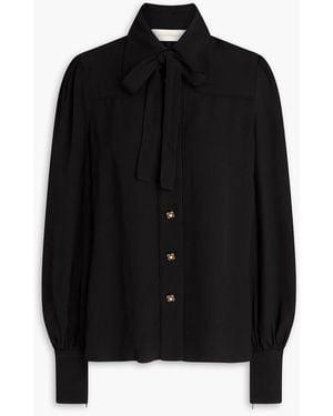 Zimmermann Pussy-Bow Crepe Shirt - Black