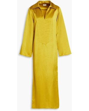 By Malene Birger Mauna Crinkled Satin-crepe Midi Dress - Yellow