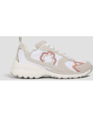 Maje Suede, Leather And Shell Trainers - White