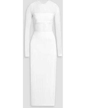 Norma Kamali Dash Dash Mesh-Paneled Stretch-Knit Gown - White