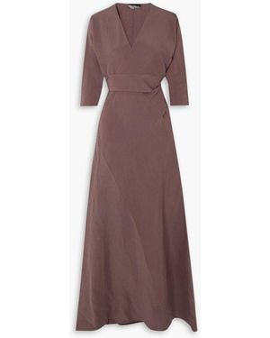 Cortana Tanami Linen And Silk-blend Maxi Wrap Dress - Brown