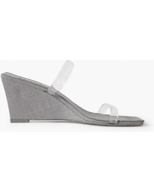 St. Agni Canvas And Pvc Wedge Sandals - Grey