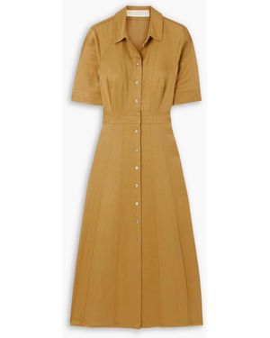 Ulla Johnson Vallis Lyocell-Blend Twill Midi Shirt Dress - Yellow