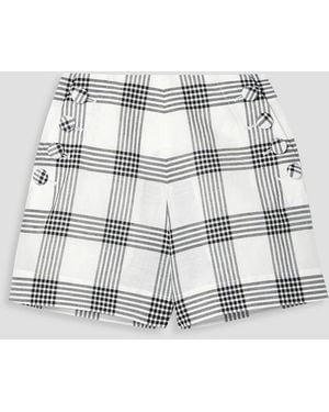 Lisa Marie Fernandez Checked Cotton And Linen-blend Shorts - White