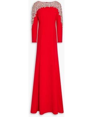 Jenny Packham Embellished Crepe Gown - Red