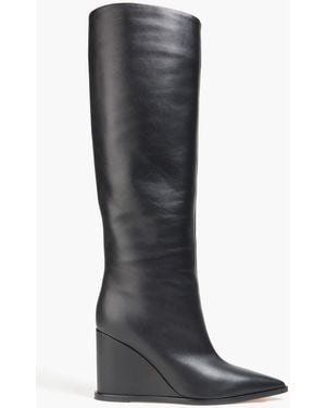 Gianvito Rossi Hamnes Leather Wedge Boots - Black