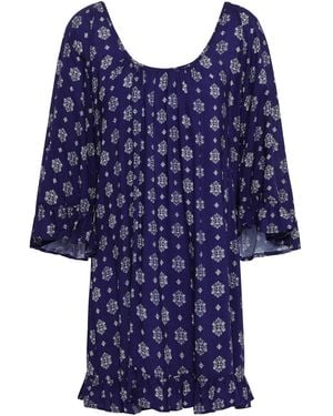 Eberjey Soleil Ruffle-Trimmed Printed Voile Mini Dress - Blue