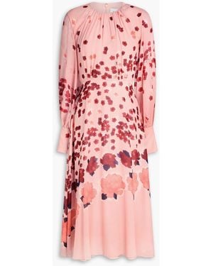 Erdem Floral-print Silk-voile Midi Dress - Red