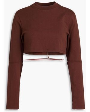 Jacquemus Pino Cropped Embellished Cotton-jersey Top - Brown