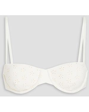 Peony Balconette-bikini-oberteil mit bügel und lochstickerei - Weiß