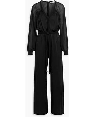 Diane von Furstenberg Ophelia Chiffon And Jersey Wide-Leg Jumpsuit - Black